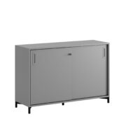 Origpic b c — Småland Skjutdörrskåp grå med metallfötter – Bredd 120 cm x Höjd 80 cm, Vit, grå eller ek. Från