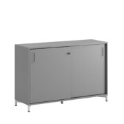 Origpic — Småland Skjutdörrskåp grå med metallfötter – Bredd 120 cm x Höjd 80 cm, Vit, grå eller ek. Från: