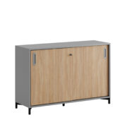 Origpic — Småland Skjutdörrskåp grå med metallfötter – Bredd 120 cm x Höjd 80 cm, Vit, grå eller ek. Från: