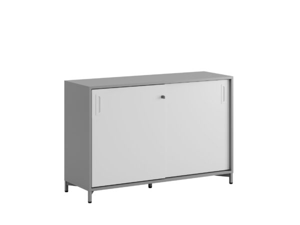 Origpic f — Småland Skjutdörrskåp grå med metallfötter – Bredd 120 cm x Höjd 80 cm, Vit, grå eller ek. Från: