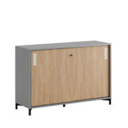 Småland Skjutdörrskåp grå med metallfötter – Bredd 120 cm x Höjd 80 cm, Vit, grå eller ek. Från: