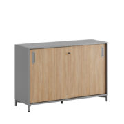 Småland Skjutdörrskåp grå med metallfötter – Bredd 120 cm x Höjd 80 cm, Vit, grå eller ek. Från: