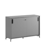 Origpic b b — Småland Skjutdörrskåp grå med metallfötter – Bredd 120 cm x Höjd 80 cm, Vit, grå eller ek. Från