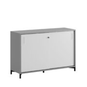 Origpic bf — Småland Skjutdörrskåp grå med metallfötter – Bredd 120 cm x Höjd 80 cm, Vit, grå eller ek. Från: