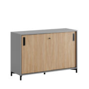 Origpic f — Småland Skjutdörrskåp grå med metallfötter – Bredd 120 cm x Höjd 80 cm, Vit, grå eller ek. Från: