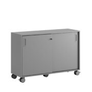 Origpic da c — Småland Skjutdörrskåp grå med hjul – Bredd 120 cm x Höjd 81 cm, Vit, grå eller ek. Från: