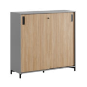 Origpic fed f — Småland Skjutdörrskåp grå med metallfötter – Bredd 120 cm x Höjd 115,5 cm, Vit, grå eller ek. 