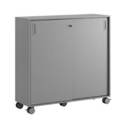 Origpic bfa c — Småland Skjutdörrskåp grå med hjul – Bredd 120 cm x Höjd 116 cm, Vit, grå eller ek. Från: