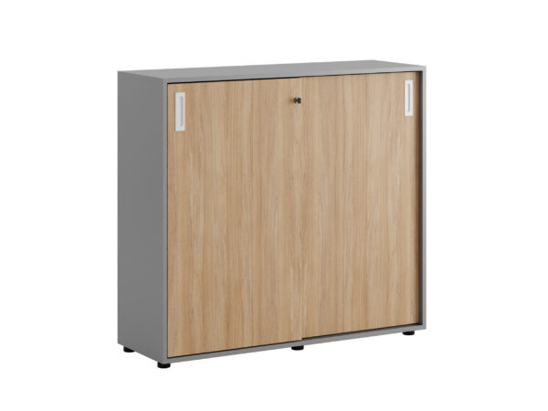 Origpic aa c — Småland Skjutdörrskåp grå med plastfötter – Bredd 120 cm x Höjd 109 cm, Vit, grå eller ek. Frå