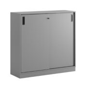 Origpic e a — Småland skjutdörrskåp grå med sockel – Bredd 120 cm x Höjd 115,5 cm, Vit, grå eller ek. Från: