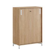 Origpic dbcd — Småland Skjutdörrskåp ek med metallfötter – Bredd 80 cm x Höjd 115,5 cm, Vit, grå eller ek. Frå