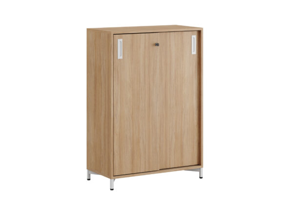 Origpic dbcd — Småland Skjutdörrskåp ek med metallfötter – Bredd 80 cm x Höjd 115,5 cm, Vit, grå eller ek. Frå
