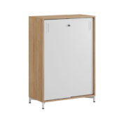 Småland Skjutdörrskåp ek med metallfötter – Bredd 80 cm x Höjd 115,5 cm, Vit, grå eller ek. Från: