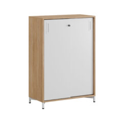 Småland Skjutdörrskåp ek med metallfötter – Bredd 80 cm x Höjd 115,5 cm, Vit, grå eller ek. Från: