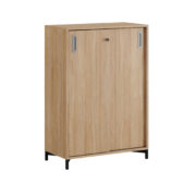 Origpic — Småland Skjutdörrskåp ek med metallfötter – Bredd 80 cm x Höjd 115,5 cm, Vit, grå eller ek. Från: