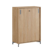 Origpic bab — Småland Skjutdörrskåp ek med metallfötter – Bredd 80 cm x Höjd 115,5 cm, Vit, grå eller ek. Från