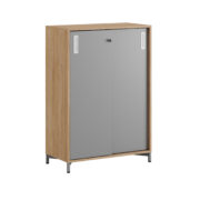 Småland Skjutdörrskåp ek med metallfötter – Bredd 80 cm x Höjd 115,5 cm, Vit, grå eller ek. Från: