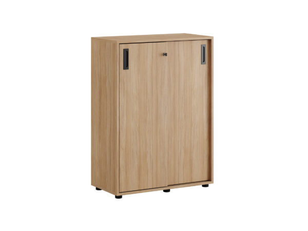Origpic dce — Småland Skjutdörrskåp ek med plastfötter – Bredd 80 cm x Höjd 109 cm, Vit, grå eller ek. Från: