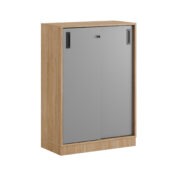 Origpic cb b — Småland Skjutdörrskåp ek med sockel – Bredd 80 cm x Höjd 115,5 cm, Vit, grå eller ek. Från: