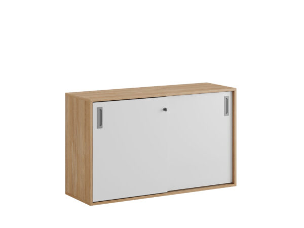 Origpic bbee — Småland Skjutdörrskåp ek – Bredd 120 cm x Höjd 72 cm, Vit, grå eller ek. Från: