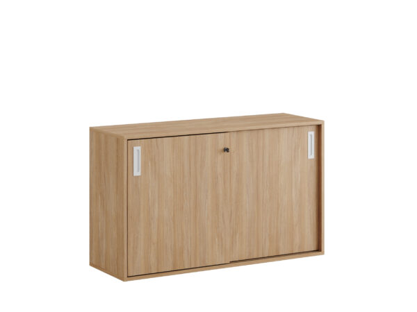 Origpic — Småland Skjutdörrskåp ek – Bredd 120 cm x Höjd 72 cm, Vit, grå eller ek. Från: