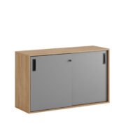 Origpic — Småland Skjutdörrskåp ek – Bredd 120 cm x Höjd 72 cm, Vit, grå eller ek. Från: