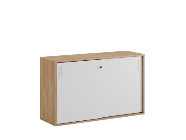 Origpic ee f — Småland Skjutdörrskåp ek – Bredd 120 cm x Höjd 72 cm, Vit, grå eller ek. Från: