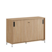 Origpic e fb — Småland Skjutdörrskåp ek med metallfötter – Bredd 120 cm x Höjd 80 cm, Vit, grå eller ek. Från: