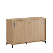 Origpic a — Småland Skjutdörrskåp ek med metallfötter – Bredd 120 cm x Höjd 80 cm, Vit, grå eller ek. Från: