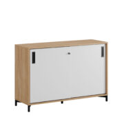 Origpic ee — Småland Skjutdörrskåp ek med metallfötter – Bredd 120 cm x Höjd 80 cm, Vit, grå eller ek. Från: