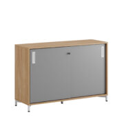 Origpic b af b — Småland Skjutdörrskåp ek med metallfötter – Bredd 120 cm x Höjd 80 cm, Vit, grå eller ek. Frå