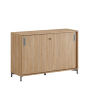 Origpic be a — Småland Skjutdörrskåp ek med metallfötter – Bredd 120 cm x Höjd 80 cm, Vit, grå eller ek. Från: