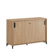 Origpic c d — Småland Skjutdörrskåp ek med metallfötter – Bredd 120 cm x Höjd 80 cm, Vit, grå eller ek. Från: