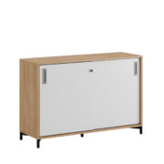 Origpic e — Småland Skjutdörrskåp ek med metallfötter – Bredd 120 cm x Höjd 80 cm, Vit, grå eller ek. Från: