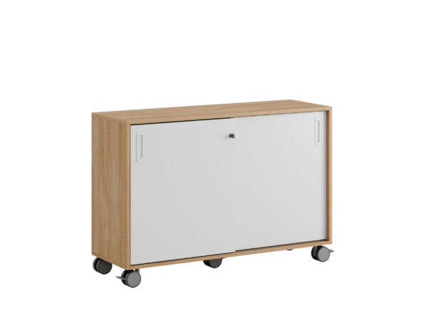 Origpic fcd — Småland Skjutdörrskåp ek med hjul – 120×81 cm