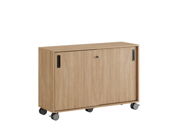 Origpic dee — Småland Skjutdörrskåp ek med hjul – 120×81 cm