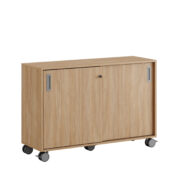 Origpic e caf — Småland Skjutdörrskåp ek med hjul – 120×81 cm