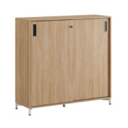 Småland Skjutdörrskåp ek med metallfötter – Bredd 120 cm x Höjd 115,5 cm, Vit, grå eller ek. Från: