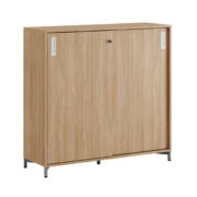 Origpic c f ab — Småland Skjutdörrskåp ek med metallfötter – Bredd 120 cm x Höjd 115,5 cm, Vit, grå eller ek. F