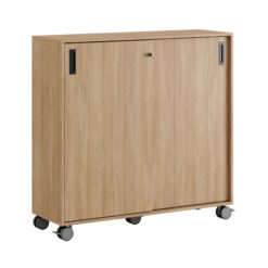 Origpic f — Småland Skjutdörrskåp ek med hjul – 120×116 cm