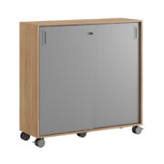 Origpic a a — Småland Skjutdörrskåp ek med hjul – 120×116 cm