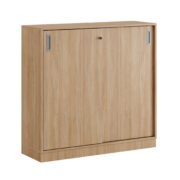 Origpic a b — Småland skjutdörrskåp ek med sockel – Bredd 120 cm x Höjd 115,5 cm, Vit, grå eller ek. Från: