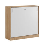 Origpic c — Småland skjutdörrskåp ek med sockel – Bredd 120 cm x Höjd 115,5 cm, Vit, grå eller ek. Från: