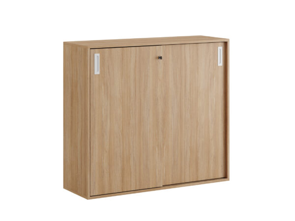 Origpic — Småland Skjutdörrskåp ek – Bredd 120 cm x Höjd 107,5 cm, Vit, grå eller ek. Från: