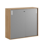 Origpic b b — Småland Skjutdörrskåp ek – Bredd 120 cm x Höjd 107,5 cm, Vit, grå eller ek. Från: