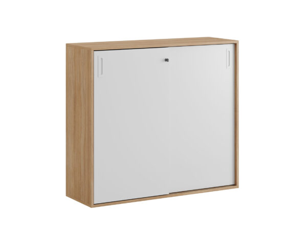 Origpic ad — Småland Skjutdörrskåp ek – Bredd 120 cm x Höjd 107,5 cm, Vit, grå eller ek. Från: