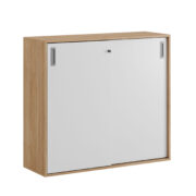 Origpic d — Småland Skjutdörrskåp ek – Bredd 120 cm x Höjd 107,5 cm, Vit, grå eller ek. Från: