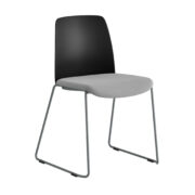 Origpic e db — Choice – Stol med tygsits, plastrygg och silvergrå medar