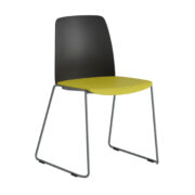 Origpic c — Choice – Stapelbar stol med sits och rygg i plast och silvergrå medar