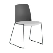 Origpic a — Choice – Stapelbar stol med sits och rygg i plast och silvergrå medar